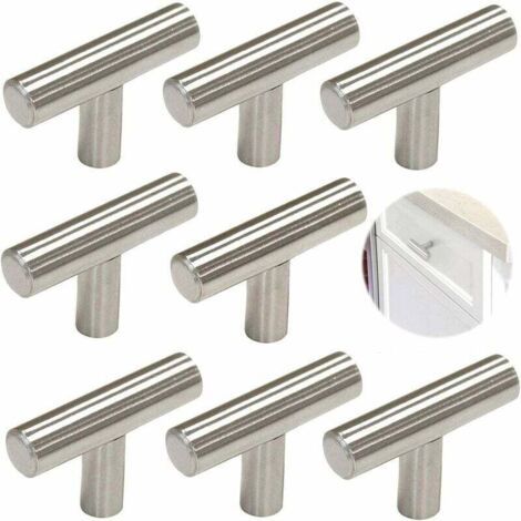 10 einlochige Aluminiumgriffe, Küchengriffe aus Edelstahl, gebürstet, 50 mm