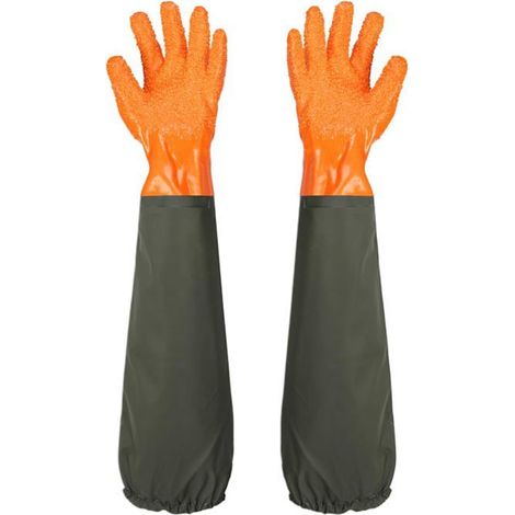Gants longs en caoutchouc 70 cm - Étanches - Brassard élastique - Résistants chimiques (1/5)
