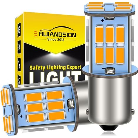 Lot de 2 ampoules LED de rechange 1156 7506 DC 6 V super lumineuses 5630 30 SMD pour feux de recul, clignotants, feux arrière, jaune (1/5)