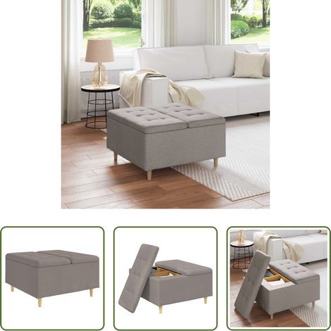 Meuble de salon - Pouf de rangement avec coussin Taupe 80 x 80 x 45 cm tissu (1/5)