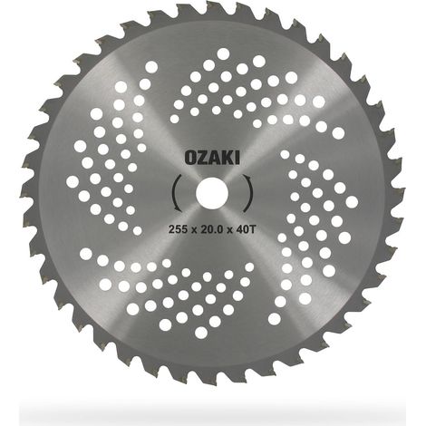 Lame 40 Dents Pour Débrousailleuse - Dents à Pointe Carbure - Largeur de Coupe : 255 mm - Epaisseur 1,3 mm - Alésage 20 mm (1/5)