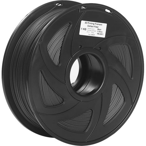 Consommables d'impression en fibre de carbone pour imprimantes 3D, non toxiques, écologiques et indéformables, bobine de 1,75 mm, noir mat, 1KG (1/5)