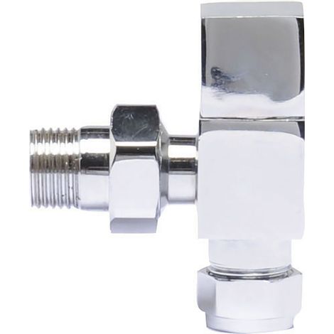 Angled Square Radiator Valves, Sold in Pairs - Chrome