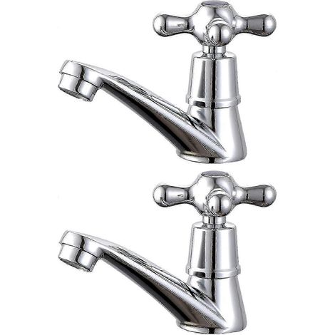 Robinet de lavabo double avec levier en croix - Robinet de lavabo eau chaude/froide