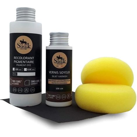 Kit de Pintura para Cuero de Coche (AUDI Negro / Schwarz) SOFOLK: asiento, volante, molduras, reposabrazos, etc. (1/5)