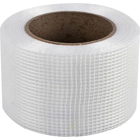 Ruban à Mailles en Fibre de Verre, Jonction en Fibre de Verre Auto-Adhésive Haute Résistance et Rouleau de Tissu de Ruban de Plâtrage pour Remplissage Fissures et Réparation Joints-5 cm x 90 m (1/4)