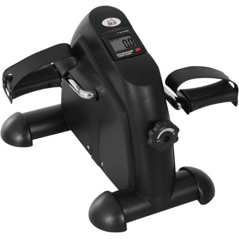 Mini cyclette a pedali con display LCD, in ghisa, nera, dimensioni compatte 35x40x31 cm, adatta per l'allenamento a casa e all'aperto. (1/5)