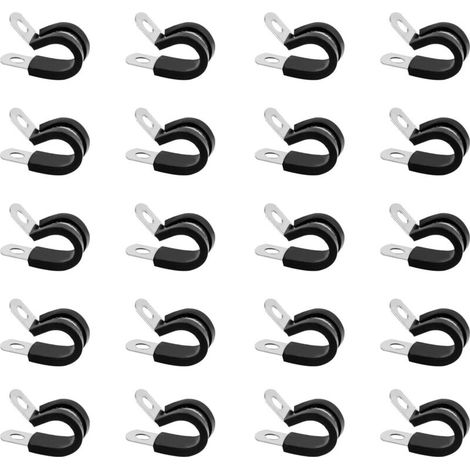 20 Stück P-Klemmen, 8-mm-Rohrbefestigungsklemmen mit Gummieinsatz, Metallschrauben-P-Klemmen (8 mm)