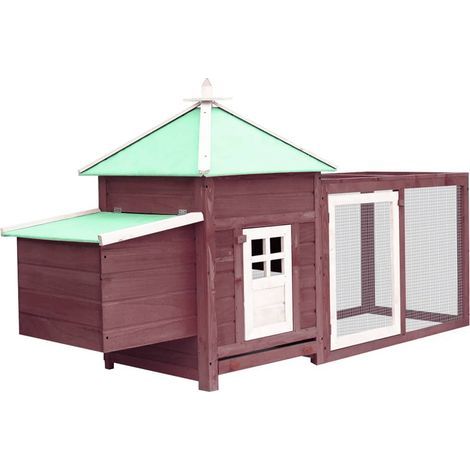 Poulailler avec nichoirïŒEnclos Ă poulesïŒCage pour Animaux Moka 190x72x102 cm Bois de sapin massif DGBDF937708 (1/5)
