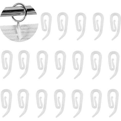 100Pcs Crochet de Rideau en Plastique pour Rail 28 x 12mm Pince Blanche pour Rideaux de Douche, Rideaux, Caravanes, Home Accessoires, Bricolage (1/5)