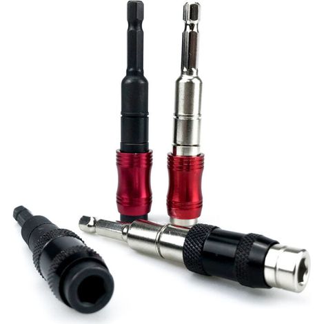 Extensión multiángulo para puntas de destornillador, adaptador extendido, potente destornillador eléctrico magnético, mango hexagonal, extensión autoblocante de liberación rápida, color negro y plata.