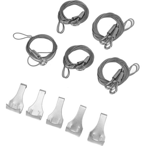 Ensemble de 5 fils de suspension réglables en acier inoxydable pour tableaux, résistants, avec crochet (1/5)