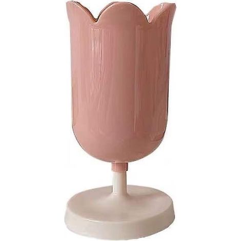 Schreibtisch-Stiftehalter, tulpenförmiger Stiftehalter aus Kunststoff für Mädchen, kleine Kosmetikbox, niedlicher Schreibwaren-Organizer (rosa)
