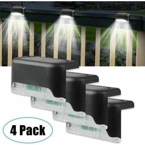4 Pack Solar Fence Lights Solar Lamp Outdoor Stair Fence Terraces Decoration Waterproof Warm White (1/4)