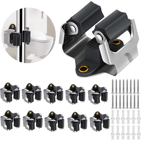 Packung mit 50 Wandbesenhaltern für Küche, Bad, Waschküche, Gartenhaus, Garage, schwarz