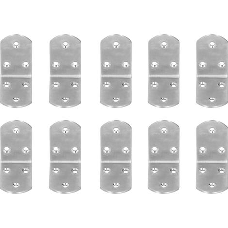 Lot de 10 équerres triangulaires renforcées et élargies en acier inoxydable, pour meubles. (1/5)