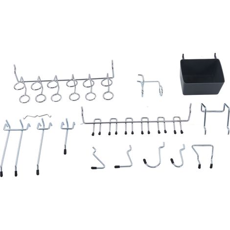 Ensemble de 140 crochets pour outils, kit de catégorisation de crochets pour planche à clous avec crochets métalliques pour outils et accessoires de rangement de mouchoirs en papier (1/5)