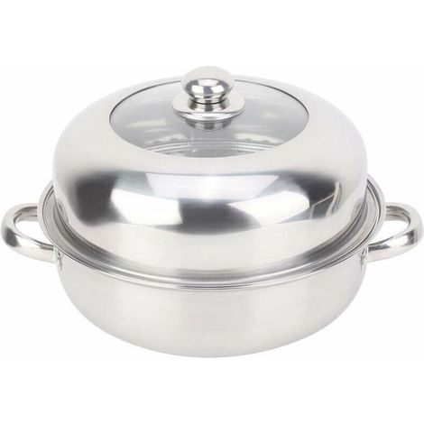 28 cm Cuiseur vapeur en acier inoxydable avec couvercle en verre Pour plaques vitrocéramiques et à induction (1/4)