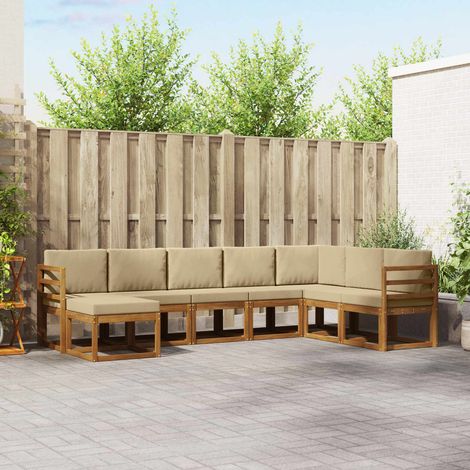 vidaXL Outdoor-Sofagarnitur mit Kissen 8 pcs Natur und Beige (1/5)