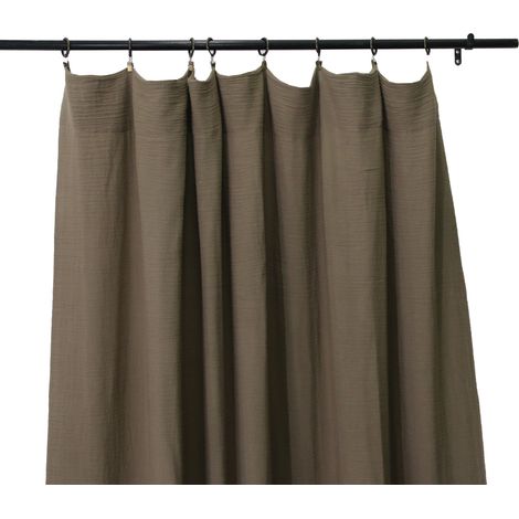 Rideau gaze de coton ajustable Taupe 140x250 cm (1/2)