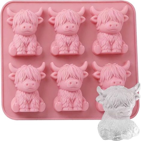 à glaçons 3D en silicone réutilisable forme de vache des Highlands (1/5)