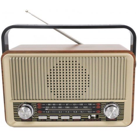 Radio portable vintage – AM/FM/SW – Bluetooth – 1800 mAh – Or – Seniors et camping (1/5)