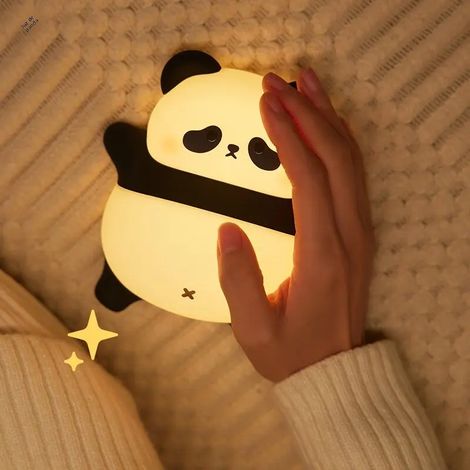 (Style 2) Veilleuse LED rechargeable par USB, design panda en peluche, peut également être utilisée comme sonnette. (1/5)