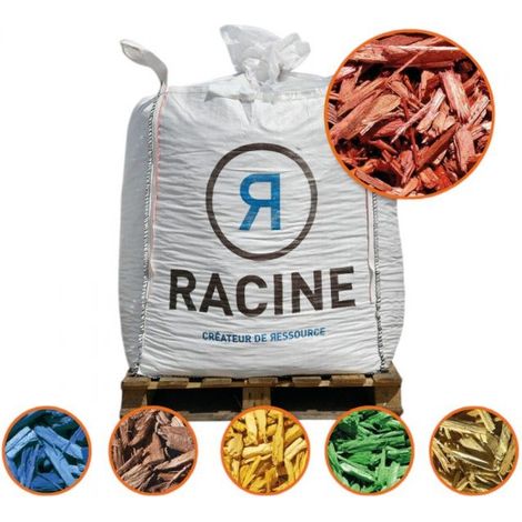 Racine – Paillis coloré rouge 20/50mm en bois déchiqueté 1 m3 – Densité 200 kg/m³ – Couche de 5 cm pour 20 m² – Écologique et durable