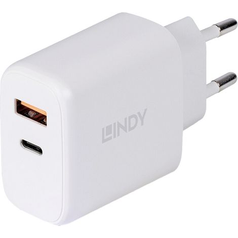 LINDY 30W USB Type A & C Charger USB Ladegerät 30 W 1x USB-A, 1x USB-C® Weiß Innenbereich (1/5)