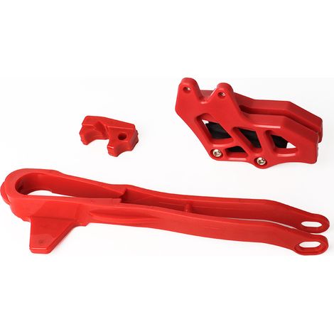 Suitable for Honda CRF230, CRF 230F and 150F motorcycles. Includes chain guides, flat rubber chain guides for the fork, and chain sliders.