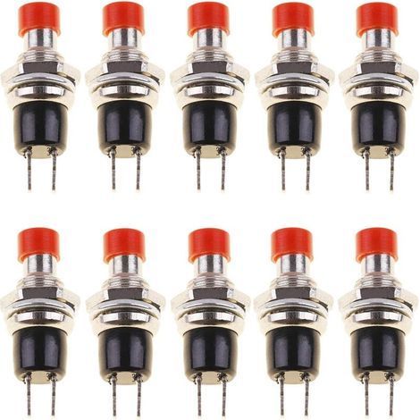 10 Stück PBS-110 PBS-105B Mini-Mikro-Drucktaster ohne Verriegelung, Sofort-Ein-/Ausschalter, rot (normalerweise geschlossen) (1/5)