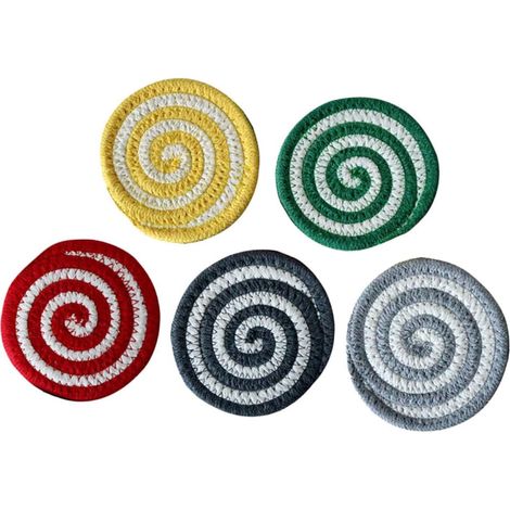 Lot de 5 dessous de plat en coton, ronds, couleur aléatoire (1/5)