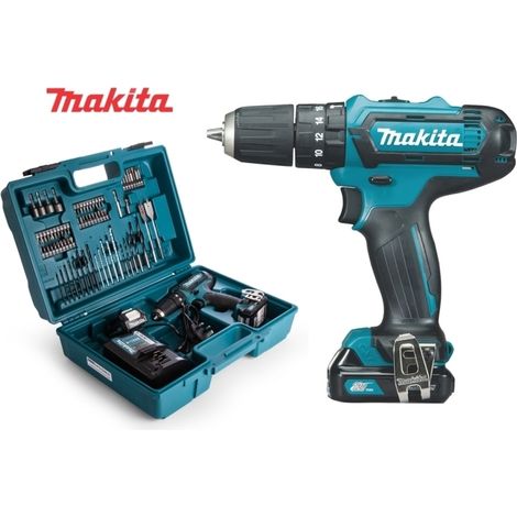 Trapano avvitatore a batteria c/percussione 10,8V con batteria di riserva e c/accessori Makita - HP331DSAX1