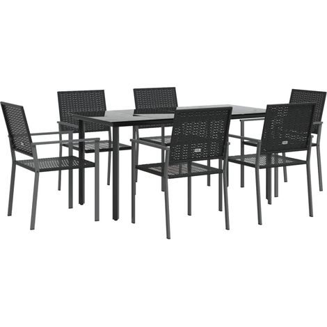 vidaXL Set da Pranzo da Giardino 7 pz in Polyrattan e Acciaio (1/4)