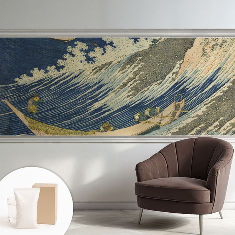 Papier peint intissé mural pour salon chambre à coucher tendance et originale - Colle incluse gratuite Vagues 250x104 cm (1/5)