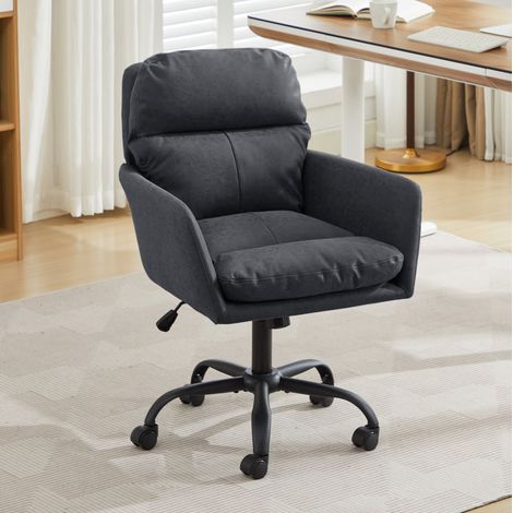 Silla de oficina negra en PU con altura regulable y diseño ergonómico (1/5)