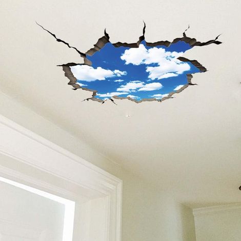 Nuages 3D Stickers Muraux Sticker Mural Drôle Ciel Plafond Vinyle Aquarelle Art Décor pour Chambre D'Enfants Salon Décoration Murale (1/5)