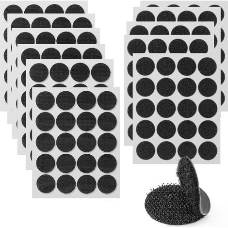 Packung mit 40 Klettverschlüssen, selbstklebende doppelseitige Rückseite, 2,5 x 2,5 cm (rund), starker doppelseitiger Klebstoff für sicheren Halt. (1/5)