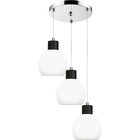 Lámpara de techo colgante cromada, pantalla blanca, moka 14-132 (1/2)