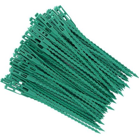Lot de 100 tuteurs pour plants de tomates, attaches réglables et colliers de serrage en plastique pour le jardinage amateur. (1/5)