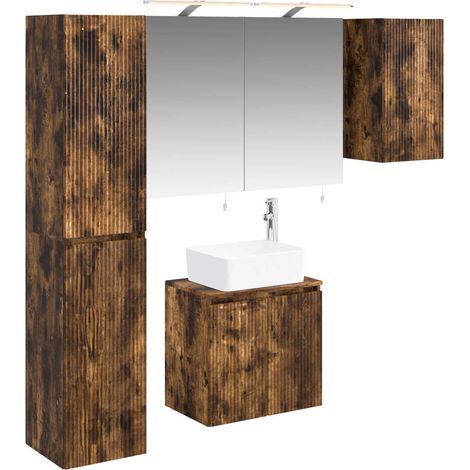 Badezimmerschrank-Set 5 stk. Geräucherte Eiche Holzwerkstoff vidaXL (1/5)