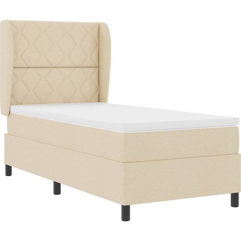 Letto a molle con testiera Crema 90 x 190 cm Tessuto vidaXL (1/5)