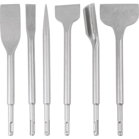 Juego de cinceles SDS-PLUS de 6 piezas, 25 cm de longitud, estuche para retirar hormigón y baldosas de suelo y pared, broca cincel para martillo perforador, cinceles SDS-PLUS para martillos perforador (1/5)