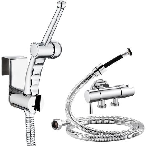 Bidet spray set, bidet set with hand shower with 1.2 m hose and holder, bidet shower set with valve, chrome (1/5)
