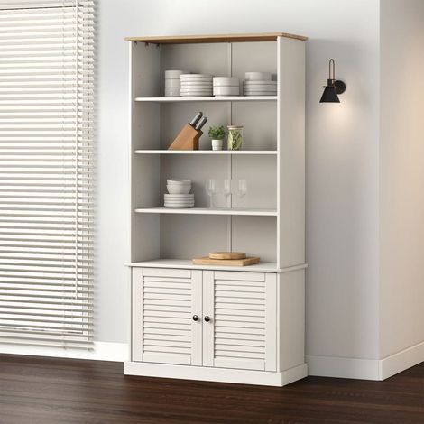 Bibliothèque, Étagère de Rangement, Meuble pour Dossier, Armoire de Rangement VIGO blanc 85x35x170 cm bois massif de pin AXZ62029 (1/5)