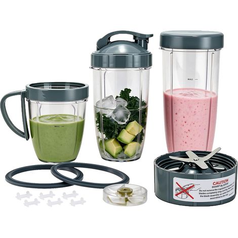 Lot de 14 pièces de rechange pour mixeur - Lame d'extraction et tasses pour série 600 W et 900 W - Avec joint d'amortisseur et engrenage (1 lame + 3 tasses + 1 couvercle) (1/5)