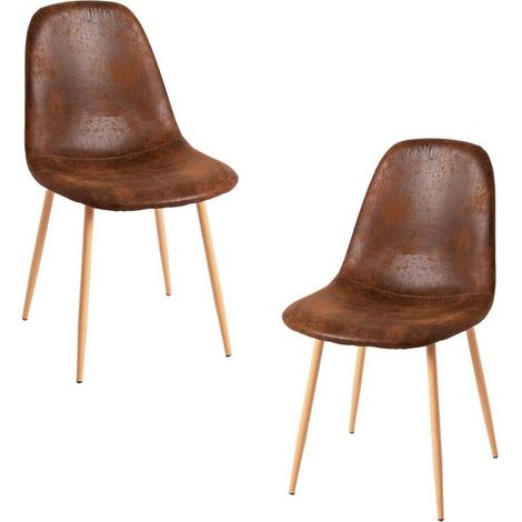 Packs Sillas Comedor - Pack 2 Sillas Teok Polipiel - Marrón Vintage (1/5)