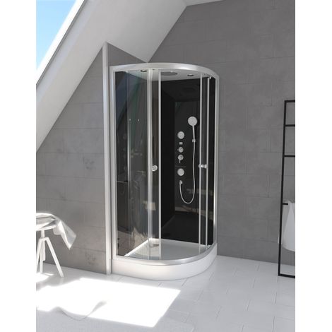 cabine de douche raven round 1/4 de cercle 90x90x215cm