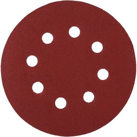 Disques à poncer rouges de 125 mm, papiers abrasifs à 8 trous (grain 320)