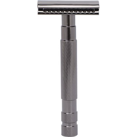Rasoir de sécurité vintage, double lame, design antidérapant ergonomique, précis, lisse et durable, finition noire (1/5)